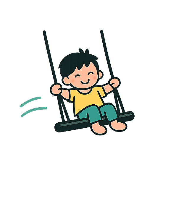 A joyful child swinging